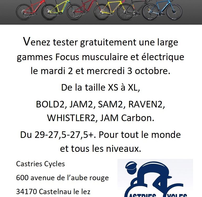 Tests Focus chez Castries Cycles